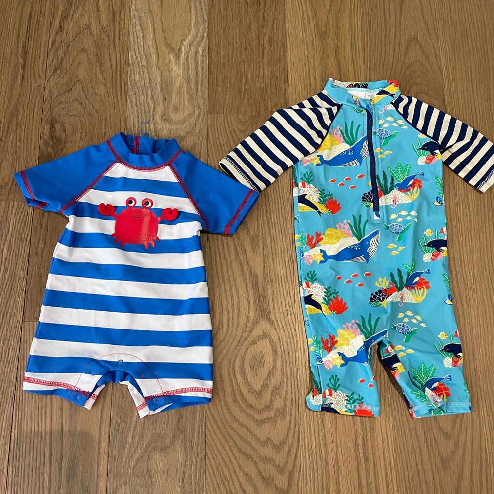 Adorable swimsuits 6-9M - one never worn / other like new